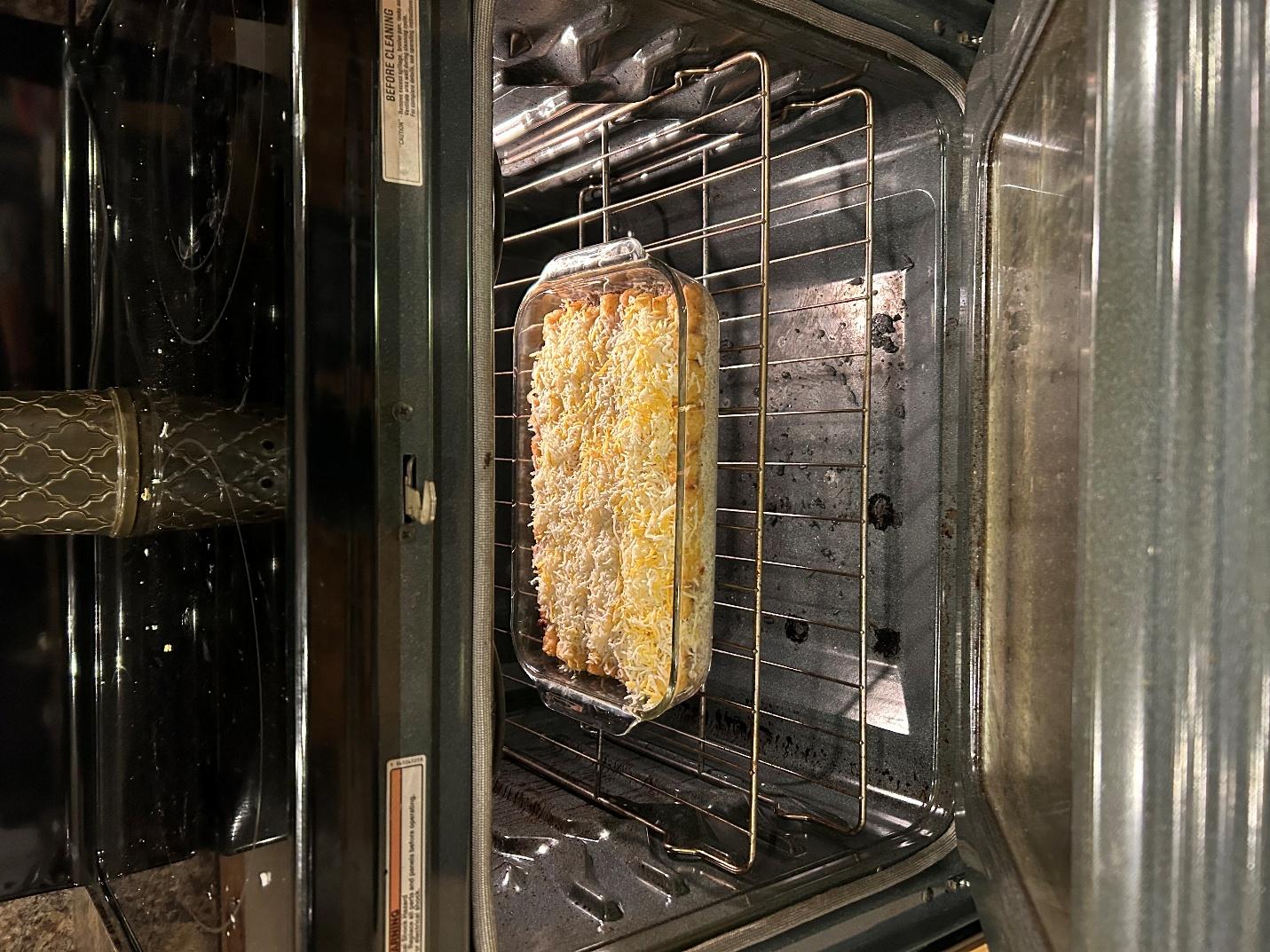 Returning casserole to oven