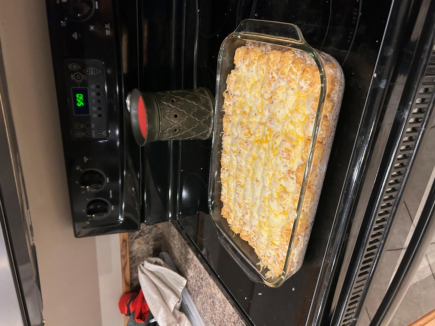 Finished casserole cooling